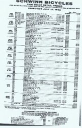1962 Retail Price List